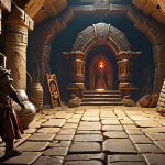 **"Dungeon and Fighter adventurer exploring a treasure-filled dungeon, discovering ancient artifacts and battling monsters."** (Focus on the "Adventurer's Treasure" event and exploration)