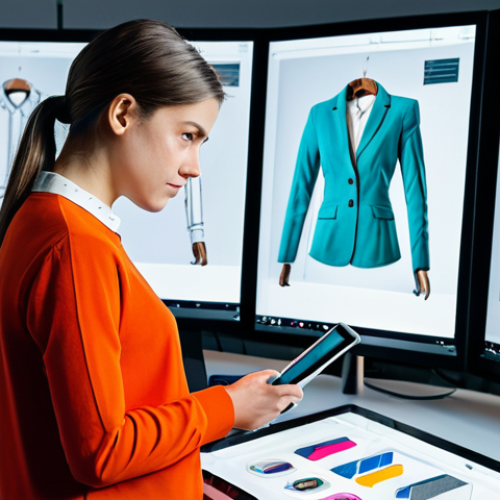 던전앤파이터 커스터마이징 코스튬 - The Creative Designer**

"A digital artist in a brightly lit, modern studio, designing virtual cloth...