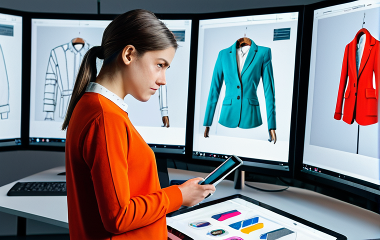 던전앤파이터 커스터마이징 코스튬 - The Creative Designer**
"A digital artist in a brightly lit, modern studio, designing virtual cloth...